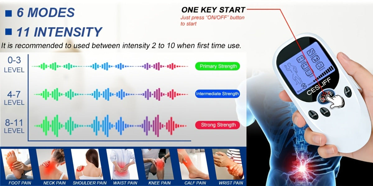 TENS EMS Dual Channel Muscle Stimulator Massager – 8 Electrodes for Back, Shoulder & Knee Pain Relief, Muscle Recovery, Portable Electric Pulse Therapy Device