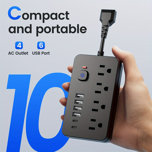 Wall-Mountable Outlet Extender Power Strip with 6 USB Ports, 10-in-1 & 14-in-1 Options