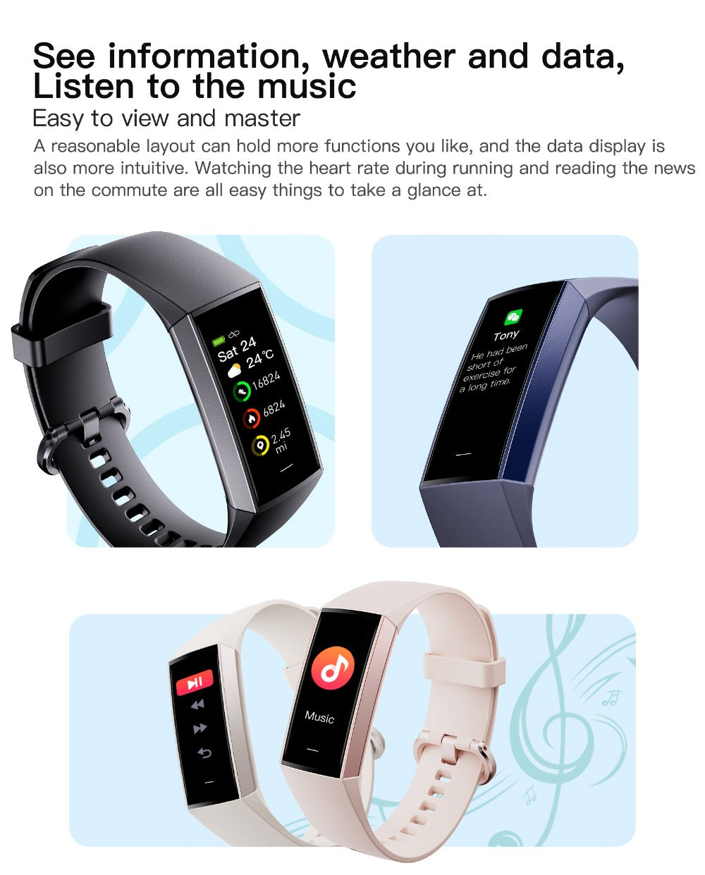 AMOLED Smart Band 1.1" Always-On Display, 14-Day Battery Life, 25 Sport Modes, Heart Rate & Sleep Tracker, 100+ Watch Faces, Ultra-Thin Fitness Watch, Weather & Music Control – For Men & Women