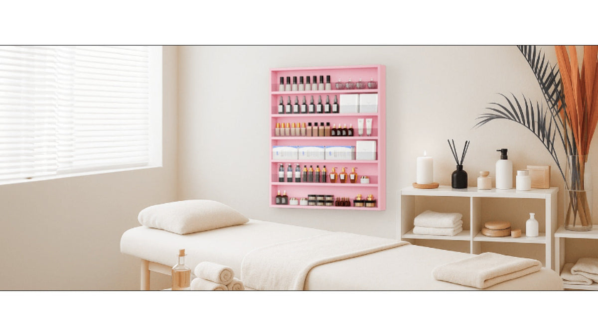 Wall Mount Nail Polish Rack Organizer 6 or 10 Tier with Acrylic Baffle Salon Display Shelf for Gel Polish Storage Nail Studio Home Spa Vanity Black White Pink