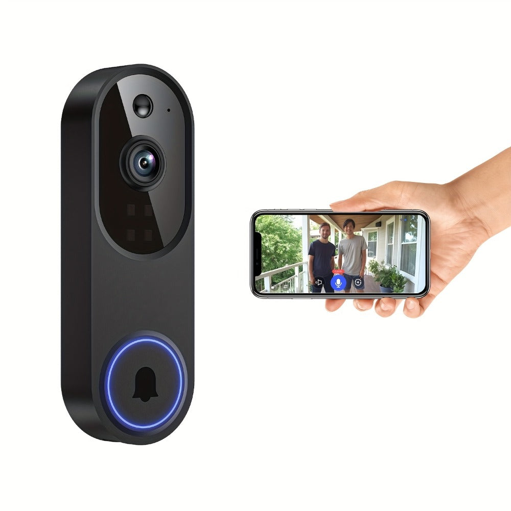 960P Smart Video Doorbell 2.4G 5G Dual-Band WiFi – Color Night Vision, AI Vehicle & Person Detection, Two-Way Voice, 3:4 Full View Screen, Wireless No Wiring, Real-Time App Viewing, Black