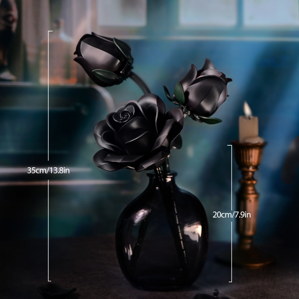 Black Rose Building Block Set, 152-Piece Gothic Flower Model