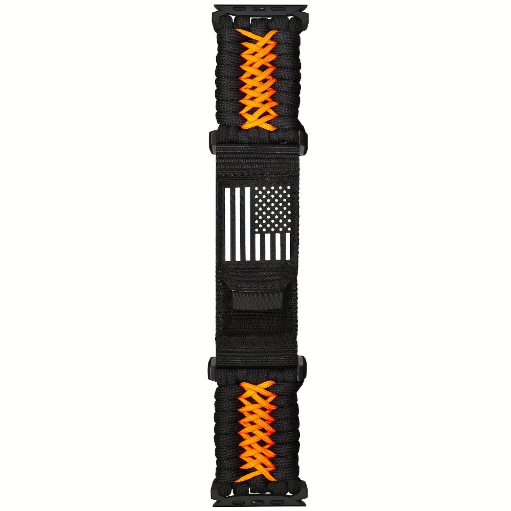 Rugged Nylon Sport Loop Apple Watch Band for Men – Woven Adjustable Strap Compatible with Apple Watch Ultra 3 2 1 Series 11 10 9 8 7 6 5 4 SE 49mm 46mm 45mm 44mm 42mm S M L XL Army Green Black Orange