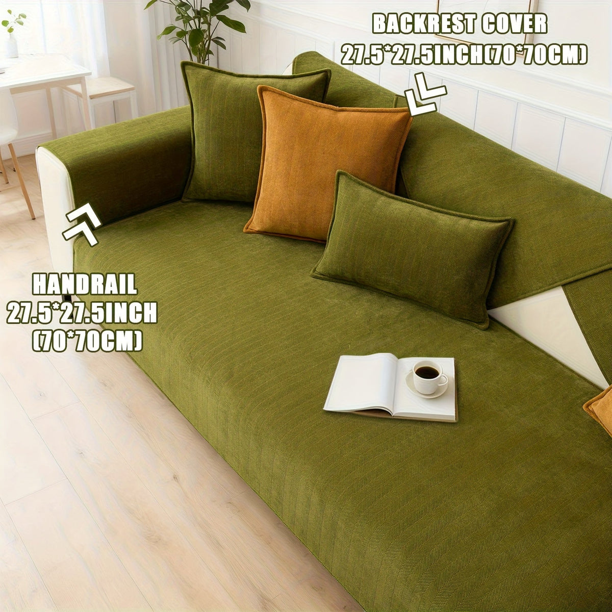 Chenille Ribbed Sofa Cover - Pet Friendly Non-Slip Machine Washable Soft Stretch Slipcover for 1-4 Seater Sectional Sofa Living Room Bedroom Office, 9 Colors