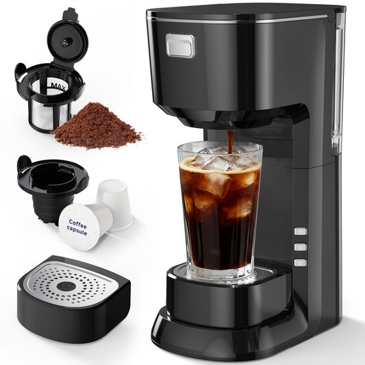Compact Coffee Maker with One-Button Operation for Home, Black or White