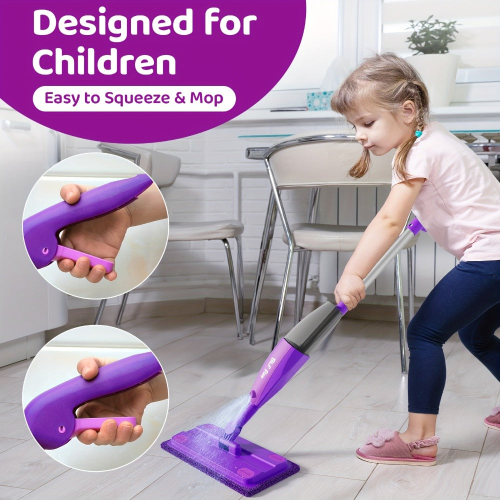 Kids Spray Mop Toy with Water Sprayer for Pretend Floor-Cleaning Play