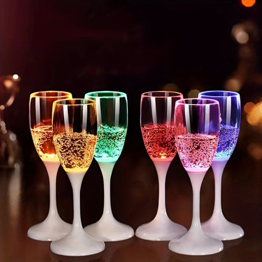 LED Light-Up Drinkware Set of 6, Champagne Flutes or Cocktail Cups for Parties