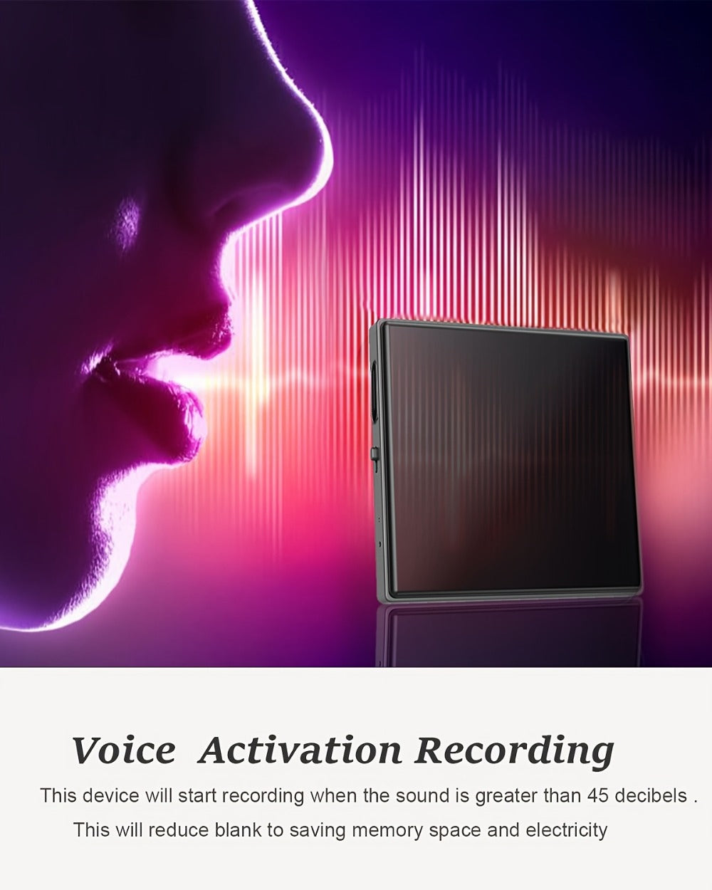 Voice Activated Recorder with AI Noise Reduction, 3072Kbps HD Audio Quality, 64GB Storage Up to 4000 Hours, Magnetic Mini Spy Recorder for Lectures Meetings Interviews Journalists Students
