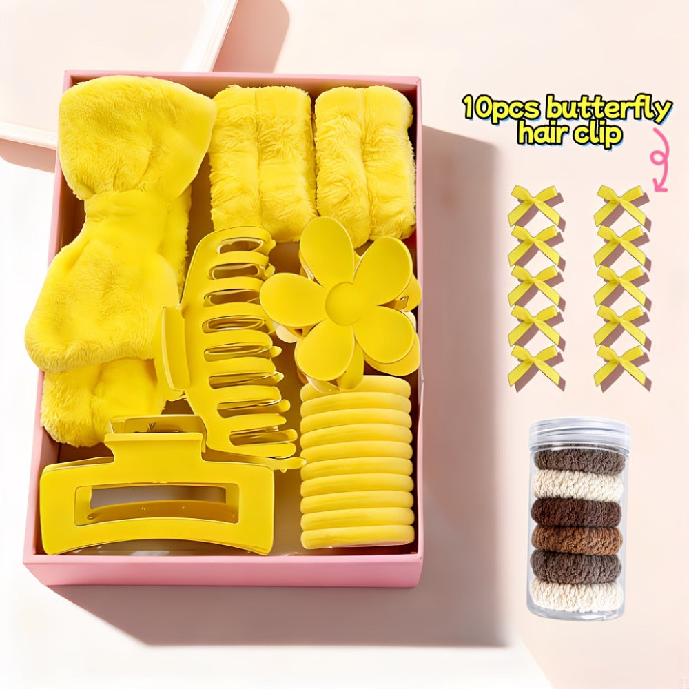 Hair Accessories Set with Headbands, Hair Clips, Hoops and Hair Rings, Bow and Elastic Styles, 14 Color Options