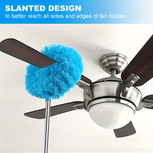 Ceiling Fan Duster with Extension Rod, Detachable Washable Microfiber Head, Blue