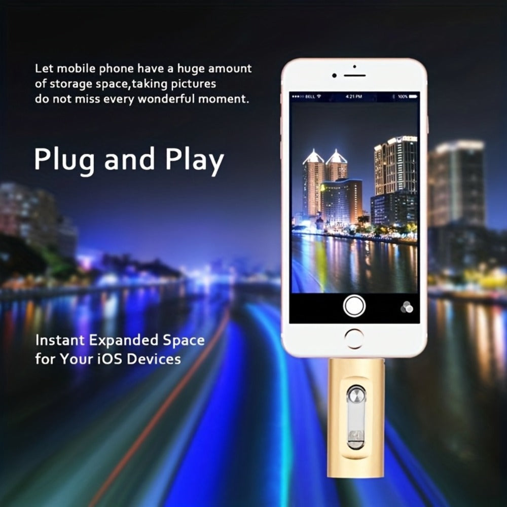 4-in-1 USB 3.0 Flash Drive 128GB 256GB for iPhone, Android, USB-C & PC – Ultra-Fast Data Transfer Thumb Drive Photo Stick Memory Stick with Lightning, Type-C, USB-A & Micro USB Ports