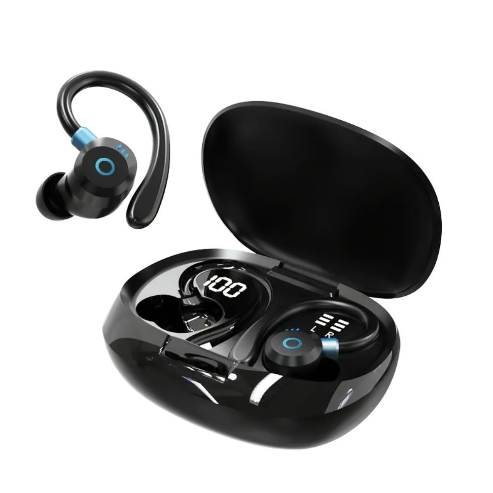 Hi-Fi Stereo Wireless Earbuds LED Digital Display Touch Control Noise Canceling Fast Charging Gaming Sport Headset Lightweight In-Ear Earphones for Commute Gamers iOS Android Black Blue White