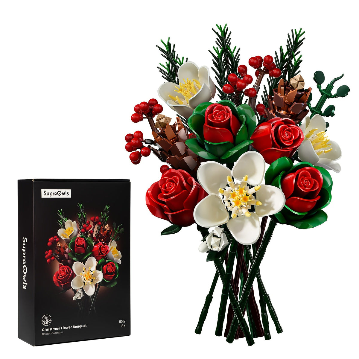 Flower Bouquet Building Kit, Rose & Lily DIY Brick Display Set