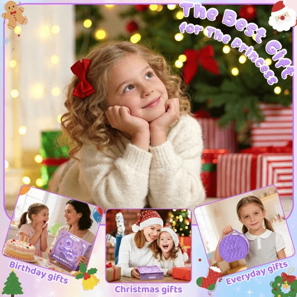 Kids Washable Makeup Kit for Dress-Up Play, Pink or Purple Options