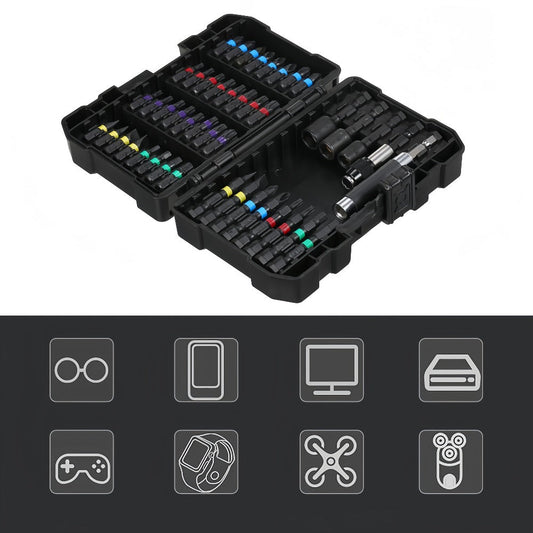 Impact Screwdriver Bit Set, 45-Piece Torx, Phillips, Flat & Square Bits with Storage Box