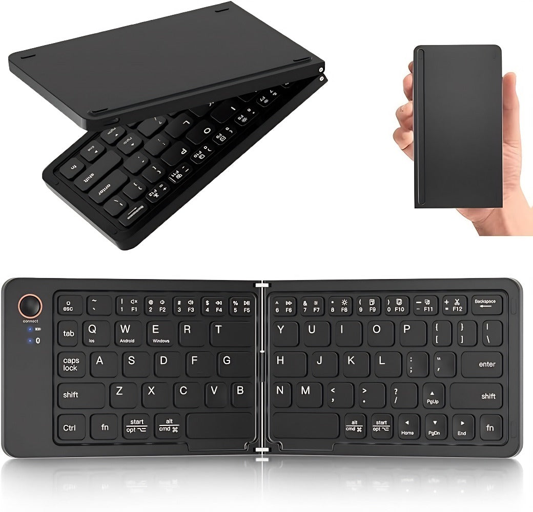 7.3mm Ultra-Slim Magnetic Wireless Keyboard Rechargeable Foldable Compact Bluetooth Keyboard with Media Hotkeys for Computer Desktop PC Laptop Smart TV iOS Android Windows