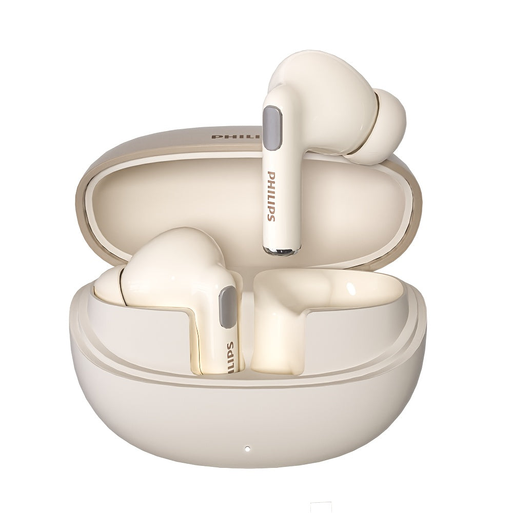 Philips Bluetooth 6.0 Semi-Open Back Wireless Earbuds, Ultra-Long Battery Life Noise Cancelling Rechargeable Lithium, Comfortable Sleek Design for Sports Gaming Universal Phone Compatible iPhone Android