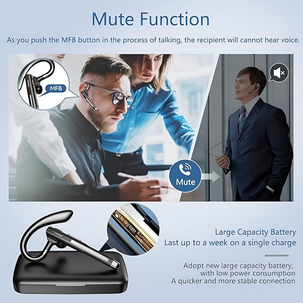 Single-Sided Wireless Earbud ENC Noise Cancelling Mic Lightweight Comfortable In-Ear Type-C Charging for Business Calls Daily Use Fitness Exercise All Smartphones