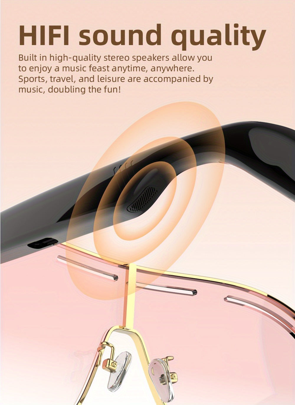 Stereo Smart Audio Glasses Touch Control Intelligent Noise Reduction Type-C Rechargeable Ultra-Long Standby Clear Calls Fashionable Wireless Eyewear for Travel Daily Use Unisex