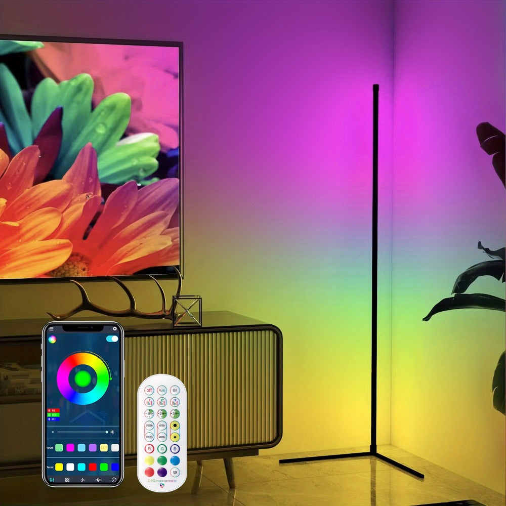 RGB Smart Floor Lamp 56 Inch – 16 Million DIY Color Changing with App & Remote Control, Music Sync, 4 Modes, USB Powered for Game Room, Christmas & Halloween Decor (1, 2 or 4 Pack)