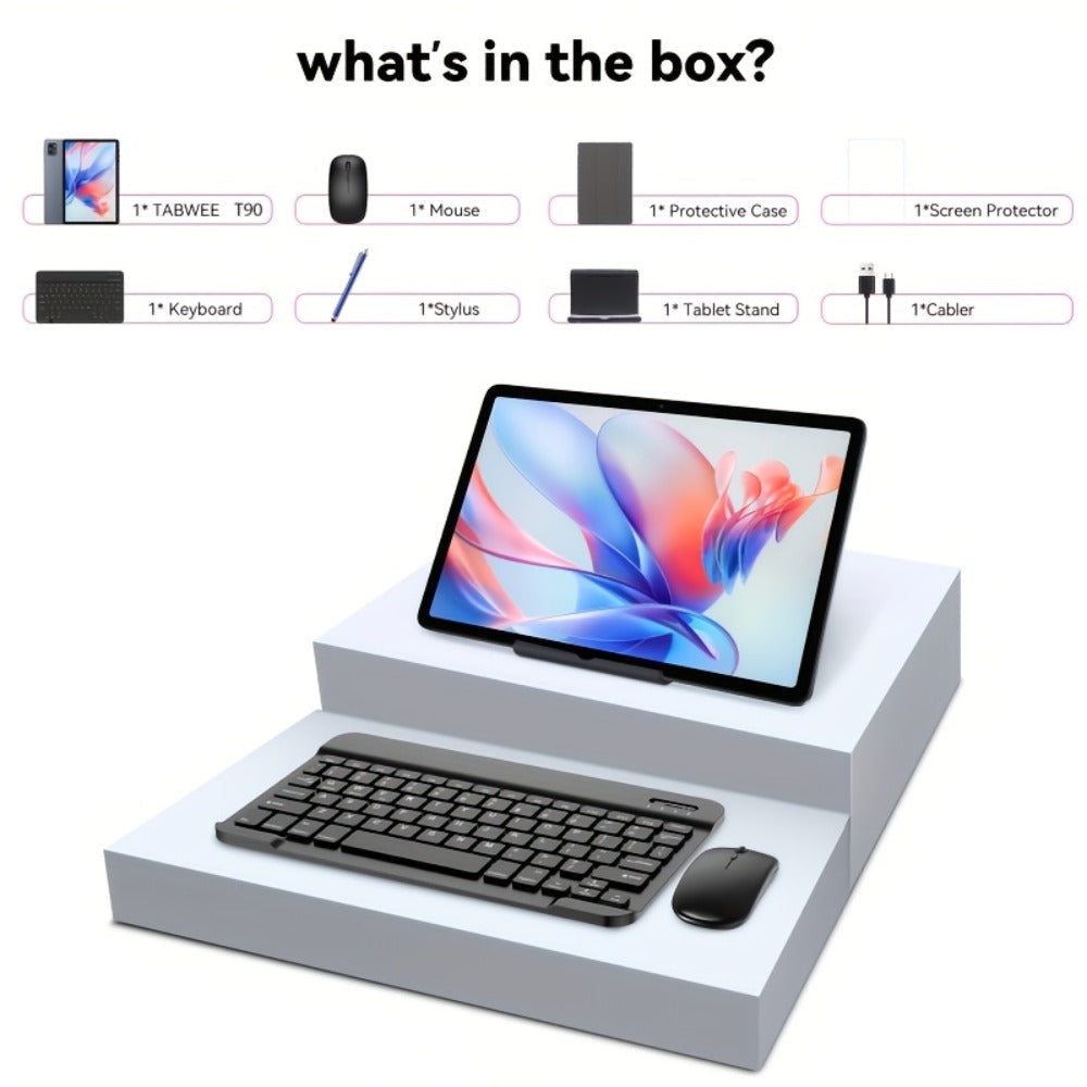 TABWEE T90 Android 16 Tablet 11 Inch FHD 2025 | 24GB RAM 128GB ROM 2TB Expandable, Octa-Core, 8000mAh Battery, 1200x1920 IPS, Face ID, Widevine L1, 3MP+5MP Camera, Tablet PC for Streaming Work School