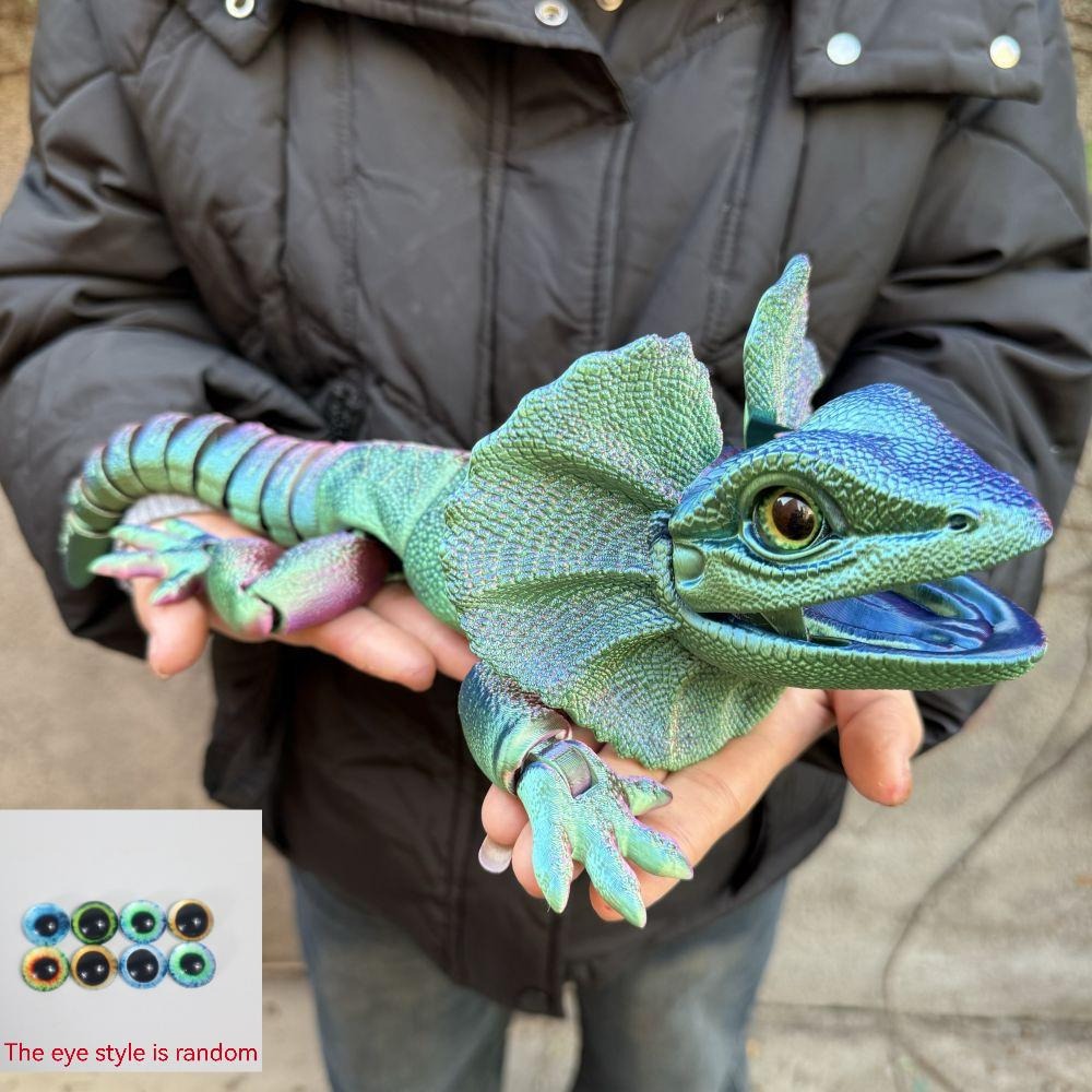 Frilled Neck Lizard Figurine 3D Printed – Large Umbrella Lizard Animal Sculpture 8 Color Styles, Reptile Collectible Desk Decor Unique Gift for Reptile Lovers Kids Teens Adults
