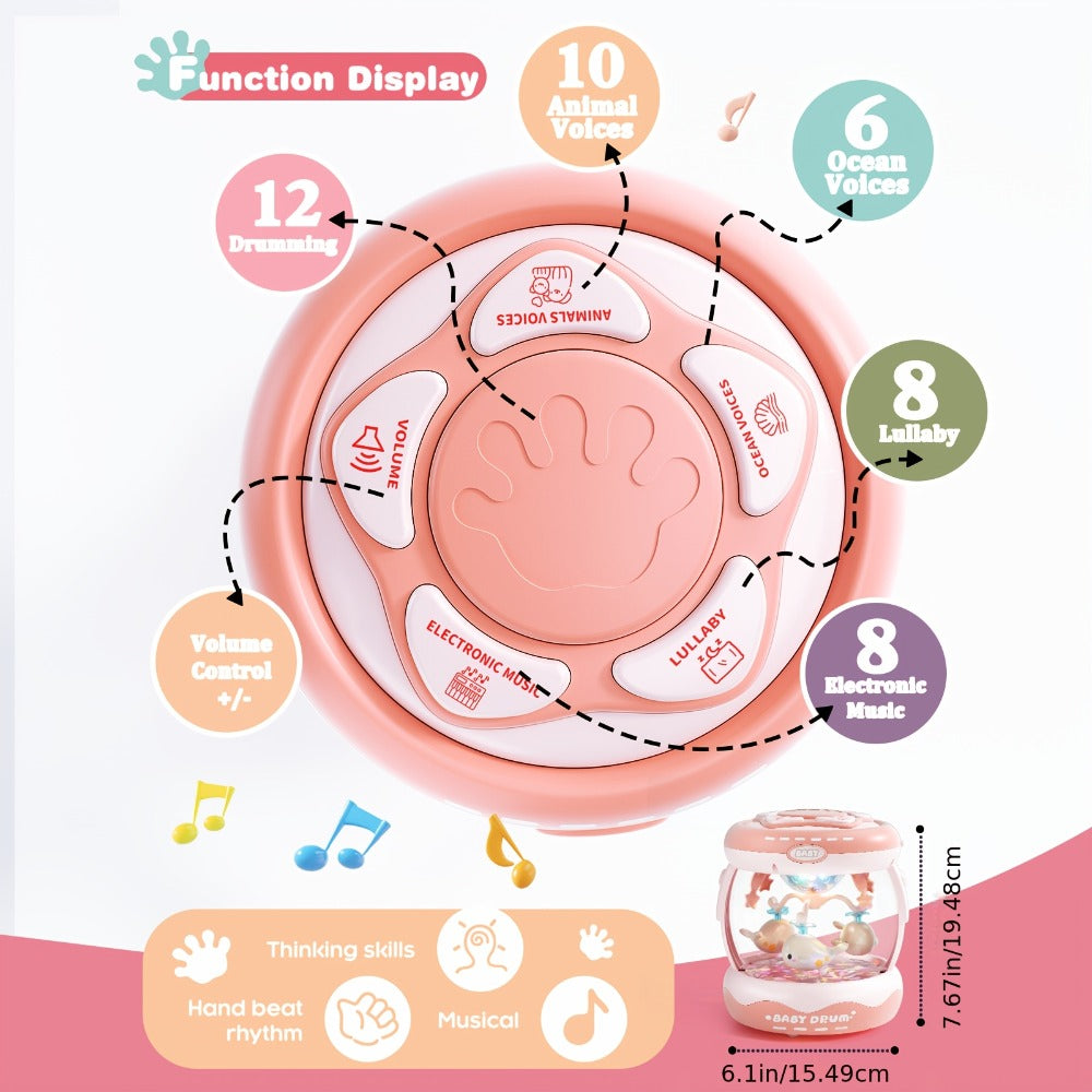 Baby Rotating Projector Music Toy 3 Months+ – Interactive Animal Sounds & Lights, Multi-Functional Sensory Learning Toy for Infants, Party Music & Motor Skills Development Gift for Boys & Girls