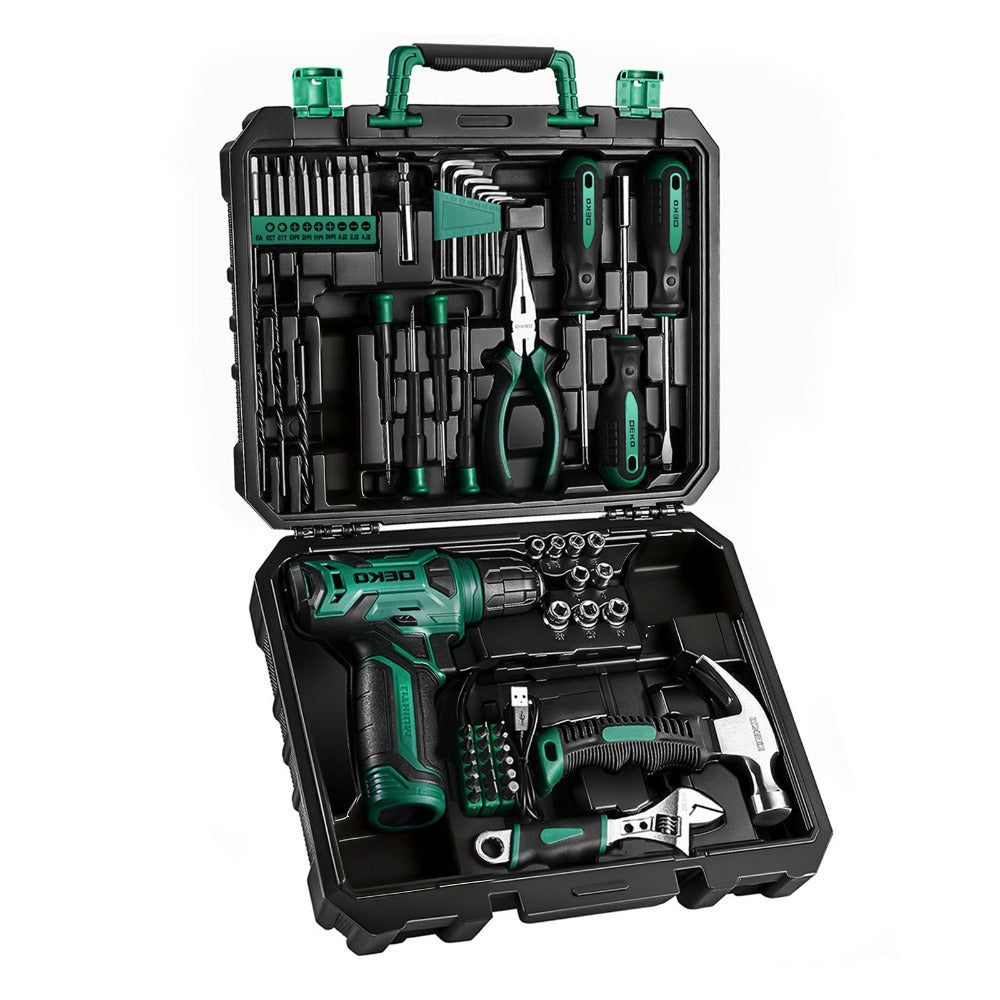 Cordless Drill Tool Kit 119/151PCS – 8V/12V Electric Power Drill Set with Screwdriver, Hammer, Wrench | All-in-One Home Repair & DIY Hand Tools for Women | Perfect Gift