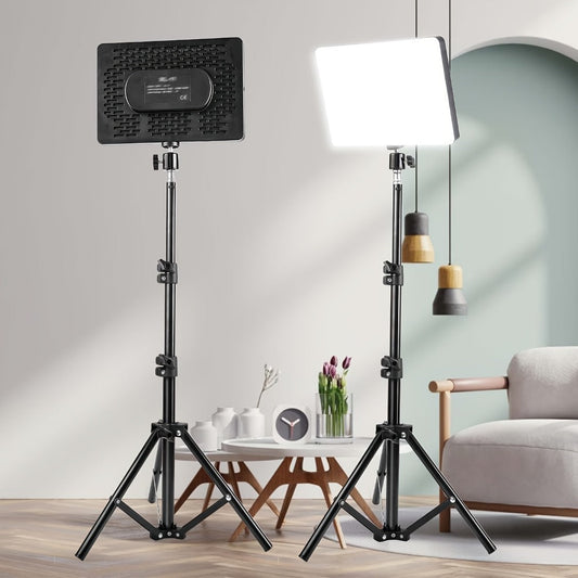 ZOMEI 10in LED Square Light Kit with 43.3in Tripod Stand & Phone Holder - Dimmable 3000K-6000K Studio Photography Lighting for Video Recording, YouTube, TikTok & Game Streaming