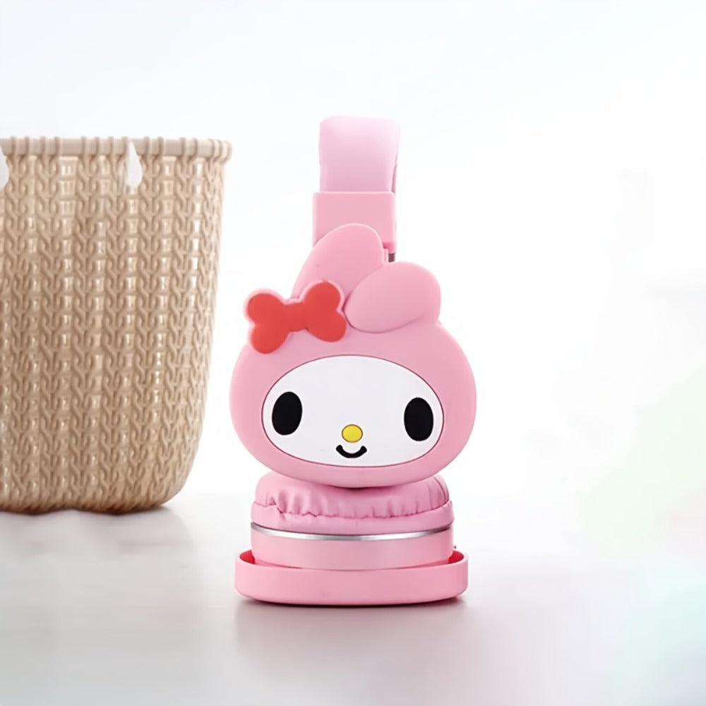 Sanrio Kuromi My Melody Cute Wireless Headset Foldable Portable Smart Call Anime Design for Daily Sports Learning Festival Gift for Girls Teens My Melody Black Kuromi Red