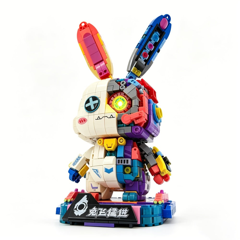 Mechanical Rabbit Building Block Display Model, Pink Punk Style