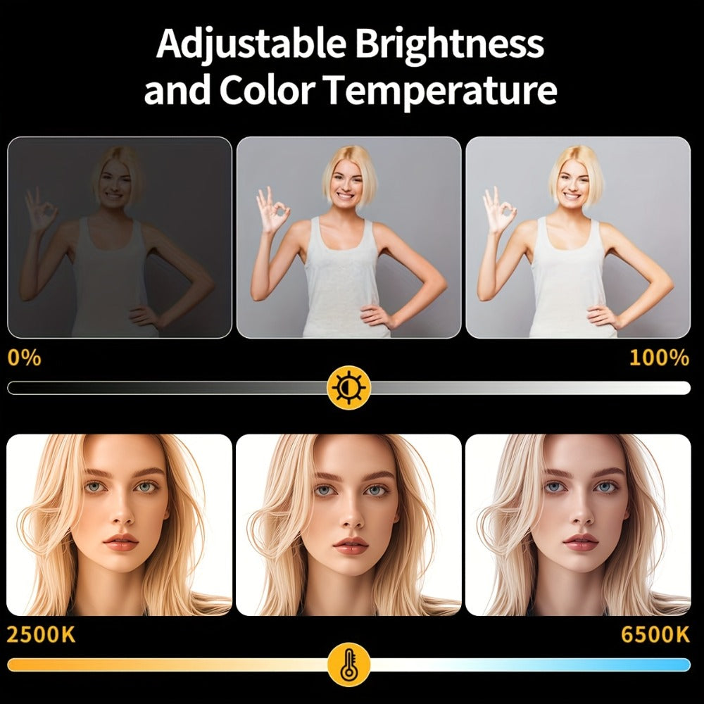 LED Fill Light Kit Studio Photography Lighting Set 10-Inch Square Dimmable 3 Color Modes with 51-Inch Adjustable Tripod 4pcs Baffles for Video Recording Live Streaming Selfie Conference Photo Studio