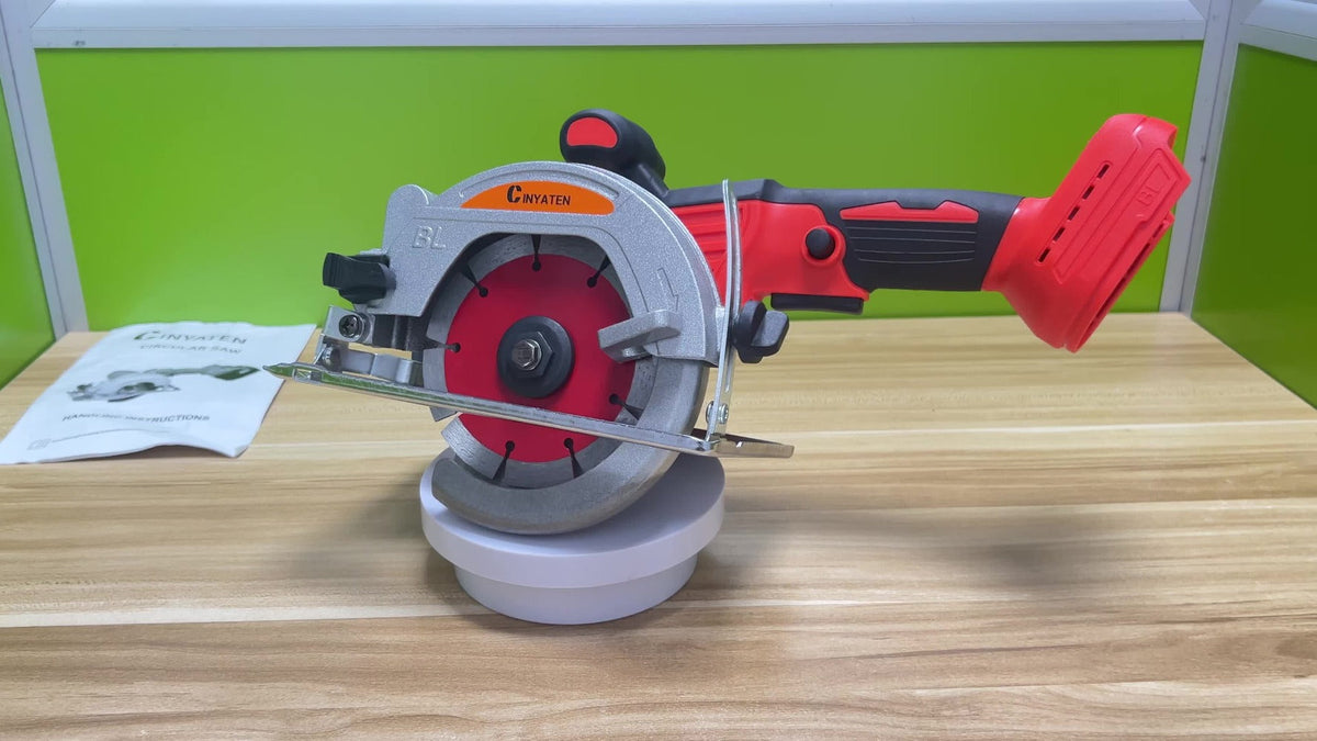 Brushless Circular Saw 5-Inch Kit 6900RPM with Battery & Charger – 45° Bevel Cut, Up to 6 Saw Blades, 2.0AH / 4.0AH Battery Options, Cordless Woodworking Saw for Wood Cutting, Garden & DIY Projects