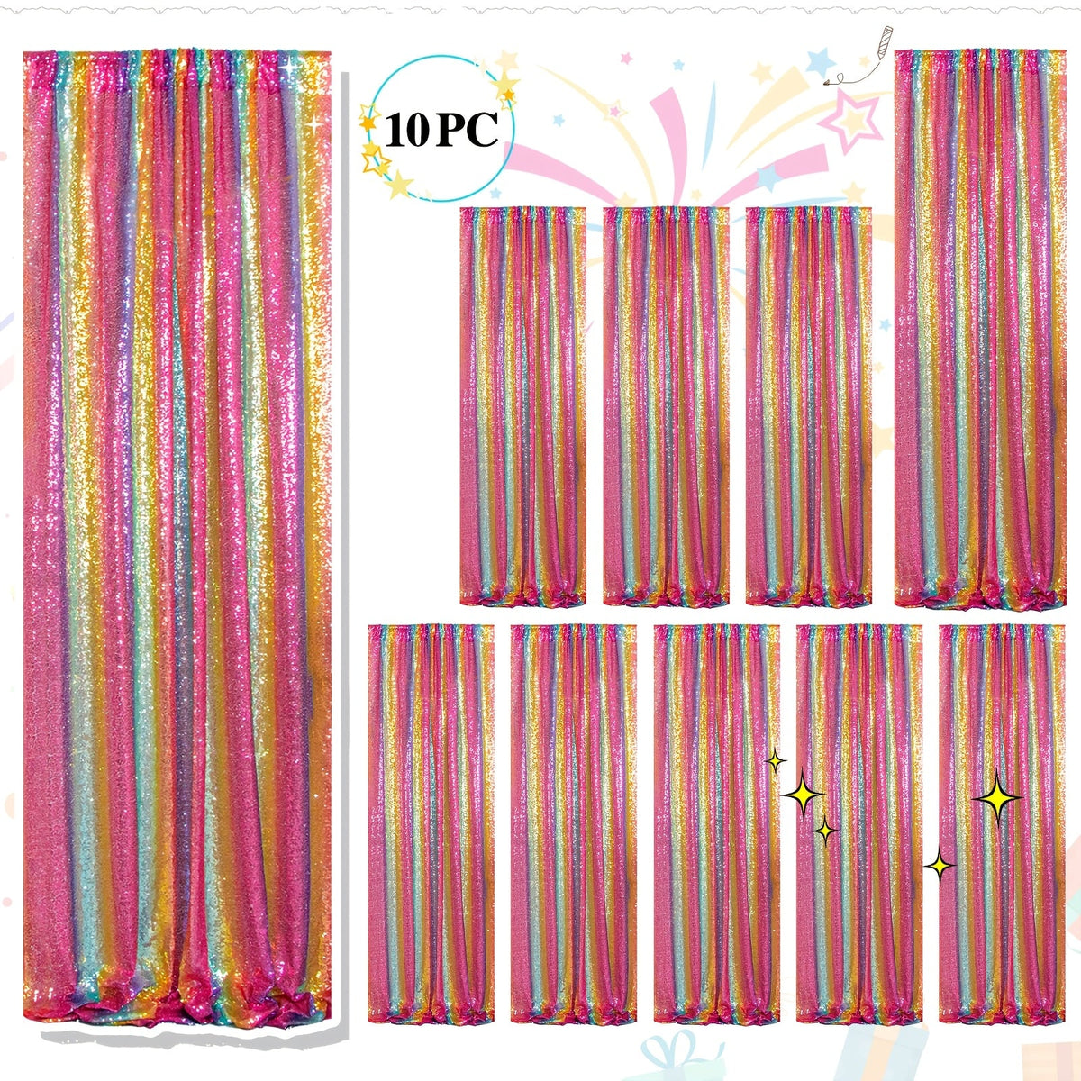 Sequin Backdrop Curtains 2FTx8FT Glitter Photography Background Panels for Party Wedding Birthday Stage Decoration Gold Yellow Shimmer Curtain Set 4 6 10 Panels Available
