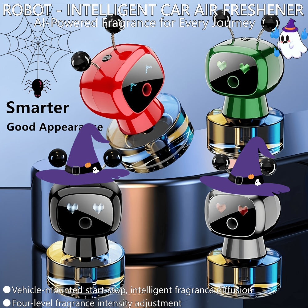 AI Smart Eyes Car Aromatherapy Diffuser USB Rechargeable – 4-Level Adjustable Fragrance, 5 Scents & Colors, Animated Display, Auto Vent Clip Diffuser Car Interior Accessory Gift for Car Lovers Men Women