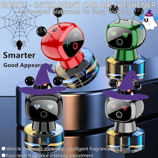 AI Smart Eyes Car Aromatherapy Diffuser USB Rechargeable – 4-Level Adjustable Fragrance, 5 Scents & Colors, Animated Display, Auto Vent Clip Diffuser Car Interior Accessory Gift for Car Lovers Men Women