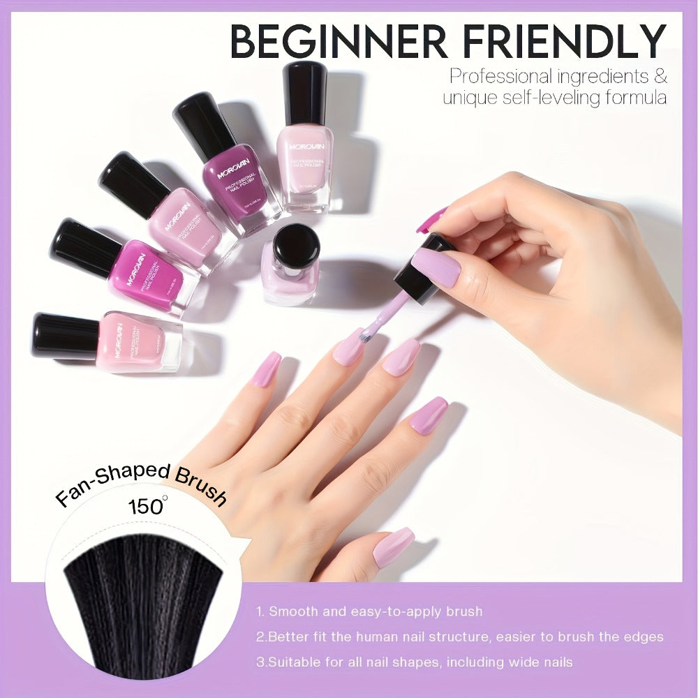 Quick Dry Nail Polish Set 6pcs – No-Bake Durable Nail & Toenail Polish Kit, Cherry Blossom Pink Lilac Purple Nude Pink Shades, Chip-Resistant Long Lasting, Salon & DIY Nail Art for Women