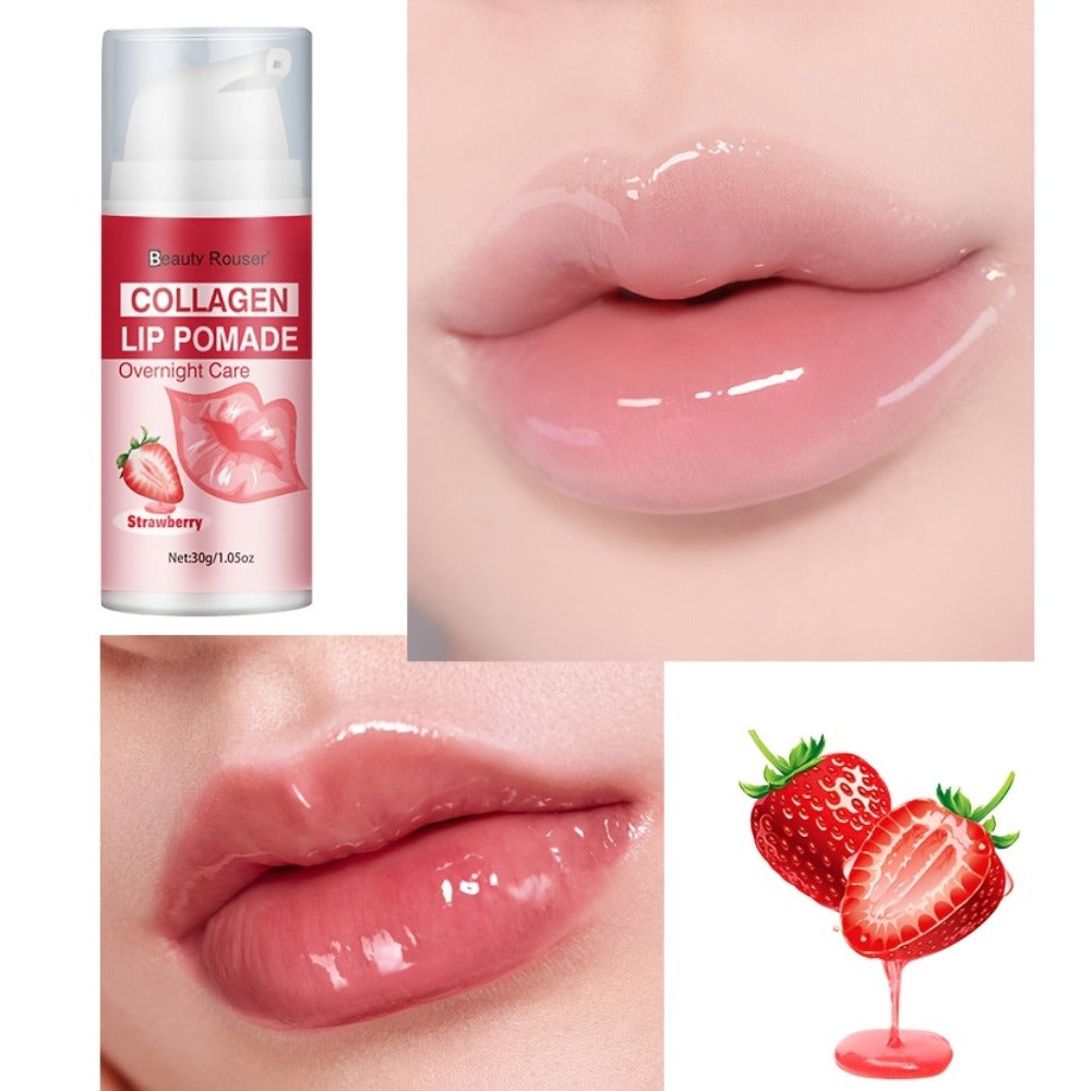 Lip Pomade Collagen 30g Moisturizing Plumping Lip Essence — Deep Hydration Day & Night Lip Care Nourishes Repairs Dry Chapped Lips Long-Lasting Clear Glossy Finish All Skin Types