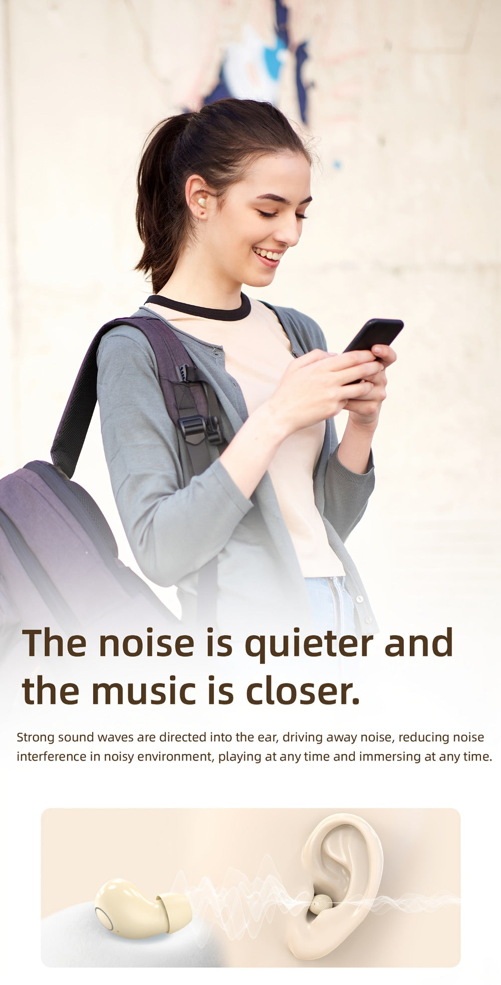 MSHUKCOE 2in1 Sleep Earbuds Invisible Mini Noise Cancelling, 6D HiFi Sound Effect Low Bass Wireless Headphones Long Battery Life, Comfortable Wear for Leisure Office Classroom, Birthday Gift