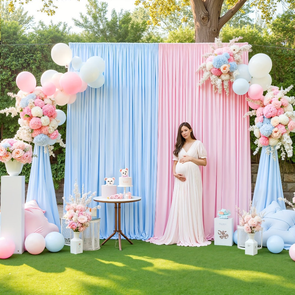 10x10Ft Polyester Photography Backdrop 2-Pack – Photo Booth Background Curtain for Party, Birthday, Wedding, Holiday, Stage & Exhibition Decoration, Wrinkle-Free, Machine Washable, Easy Pole Install