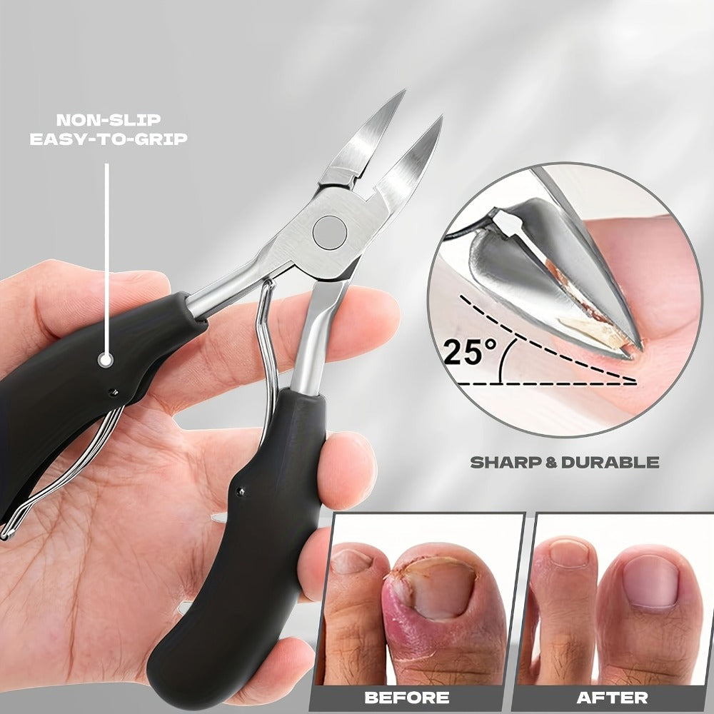 Large Opening Diagonal Blade Toenail Clippers for Thick Nails 5-Piece Set Heavy Duty Stainless Steel Ingrown Toenail Clipper with Nail File for Seniors Men Women Big Toe Cutter Kit