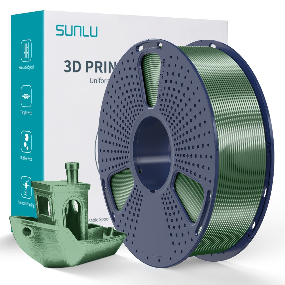 SUNLU PLA+ Filament 1.75mm 1kg Spool Strong Tough Upgraded PLA Smooth Glossy Finish ±0.02mm Accuracy Wide FDM Printer Compatibility Silk Colors