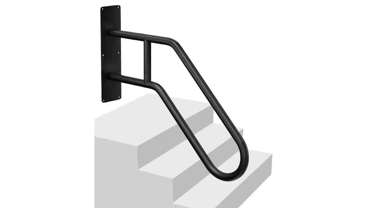 Stair Handrail Outdoor Anti-Slip Wall Mounted for 1-3 Steps – U-Shaped Carbon Steel Grab Bar, 600 lb Capacity, Rust-Resistant, for Porch, Garden, Bathroom – Safe for Elderly, Kids, Disabled & Pregnant