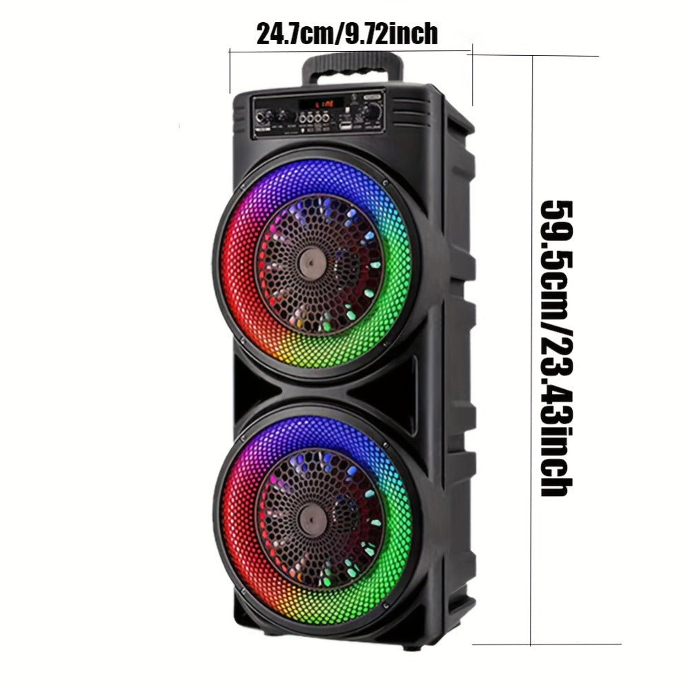 Dual 8.5" Subwoofer Party Speaker 6000W with RGB Lights | Portable Wireless Bluetooth 5.0, TWS Stereo Pairing, FM Radio, Built-in Mic, USB Rechargeable – Outdoor & Indoor Party Boombox