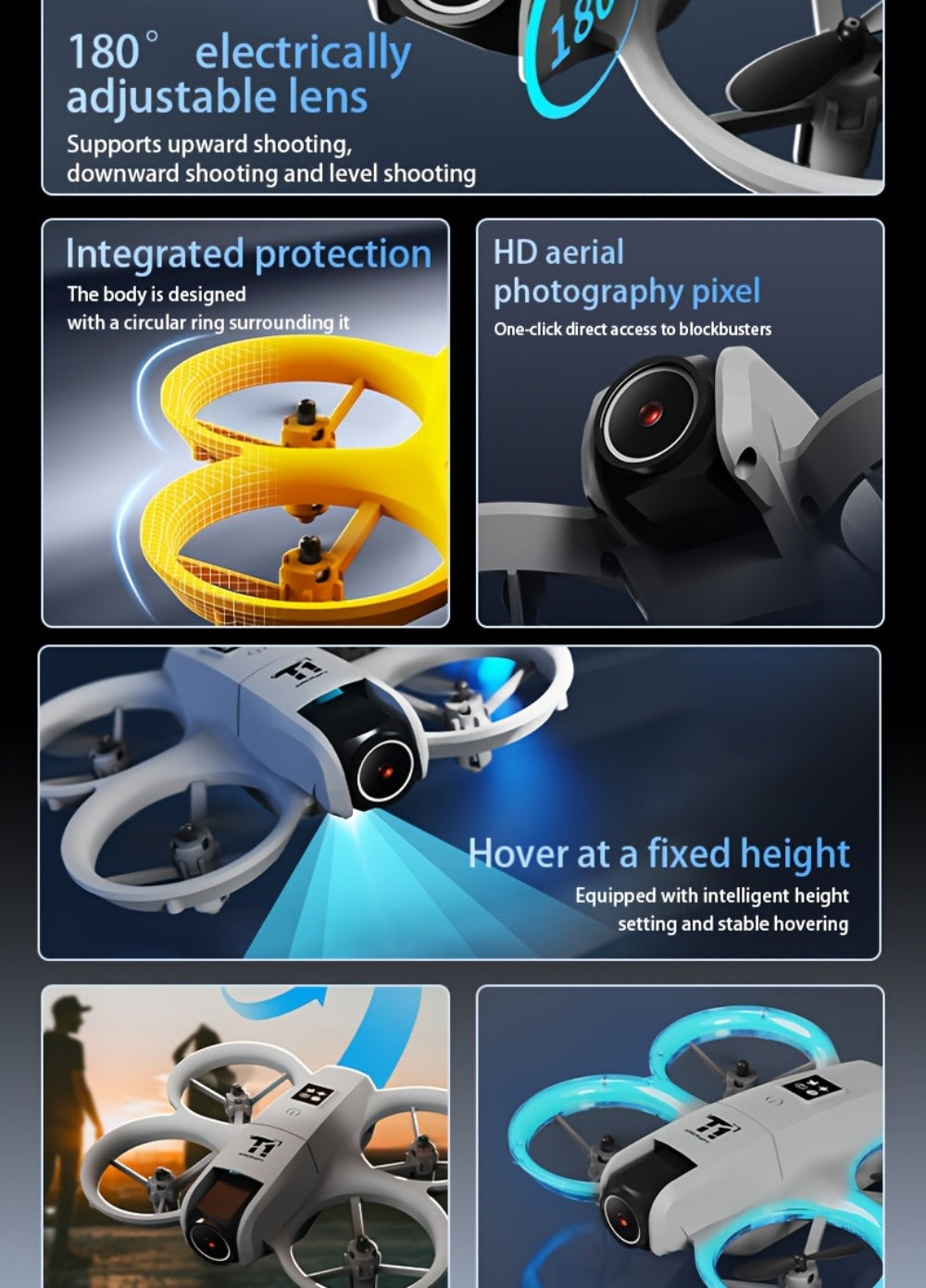 RC Drone with 4K Camera Dual Batteries Optical Flow Auto Hover Anti-Collision One-Key Return WiFi FPV Real-Time Video | Long Endurance Remote Control UAV for Kids Adults Beginners | Birthday Gift