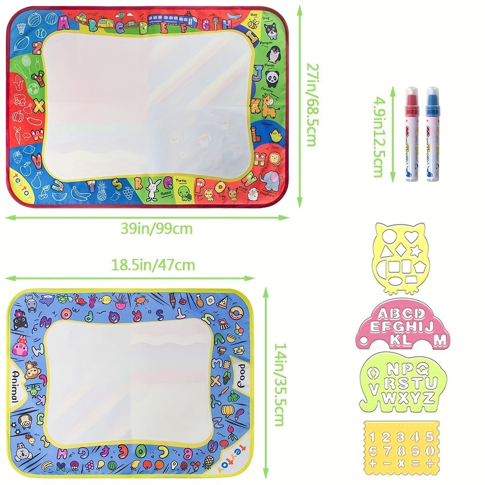 Reusable Water Doodle Mat for Kids with 2 Water Pens – Large Size Mess-Free Drawing Pad, Non-Toxic Educational Art Toy, Interactive Gift for Boys & Girls Ages 2-8