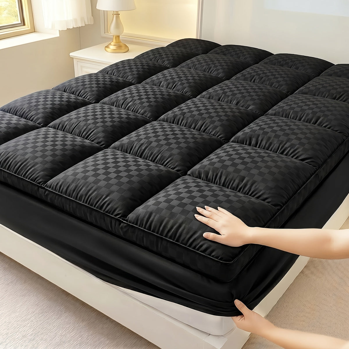 Mattress Cover shown in the Thickened Black, Twin option
