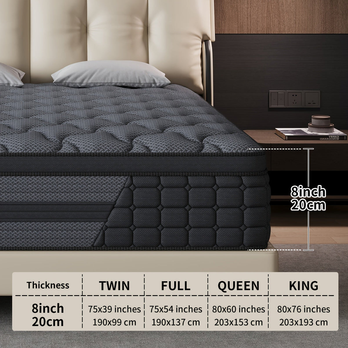 Mattresses shown in the 8inch, Twin option