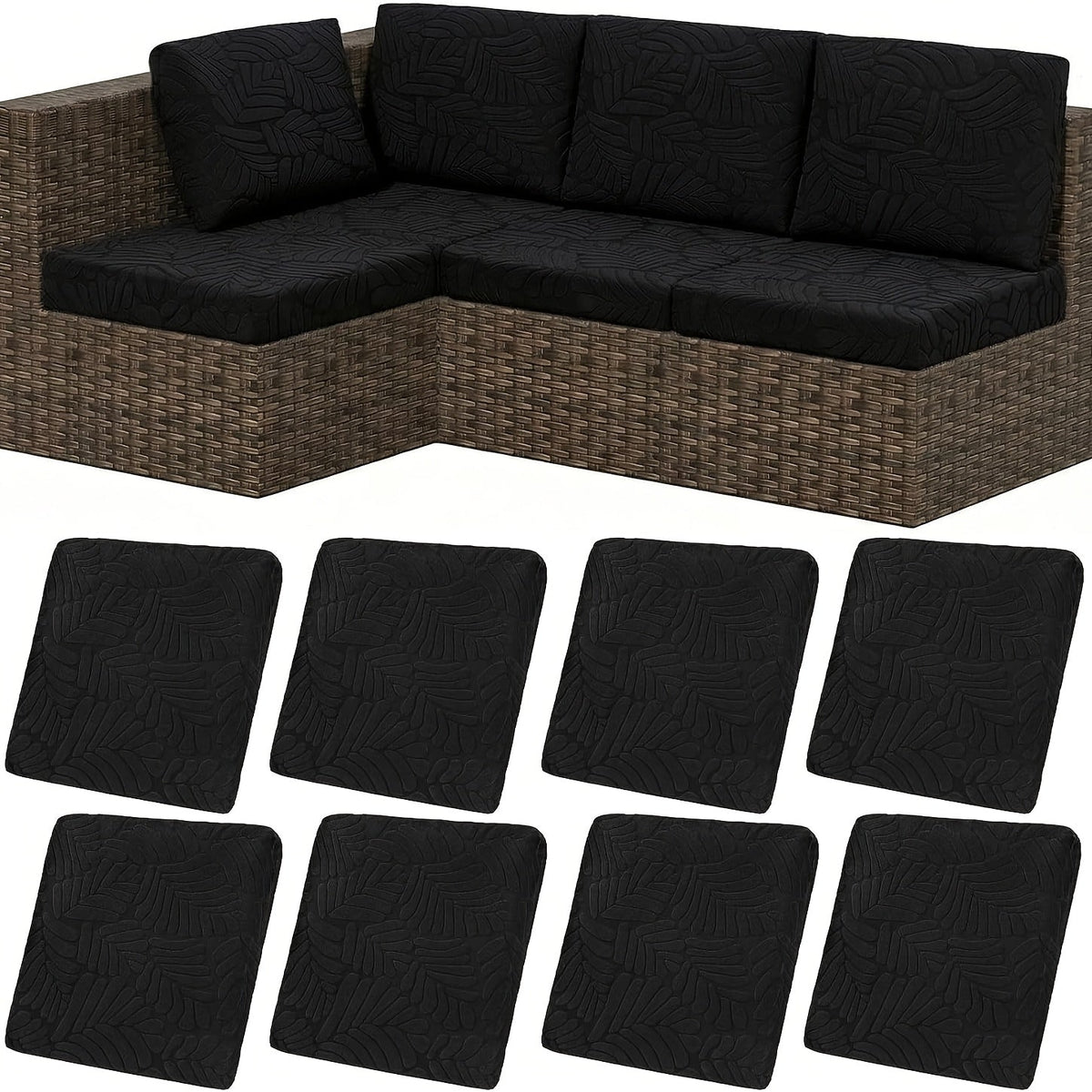 Outdoor Cushion Cover shown in the Black, 8PCS option
