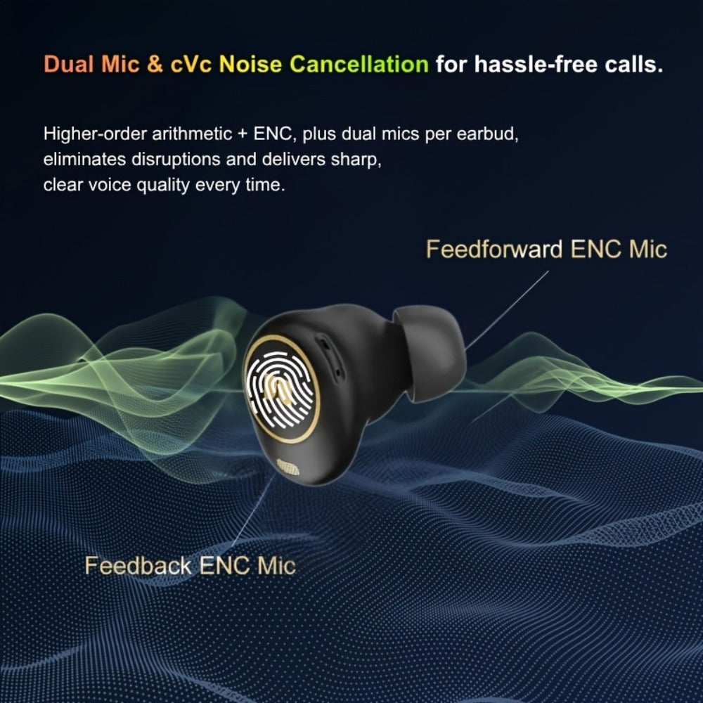 Monster True Wireless Earbuds Bluetooth 5.3 TWS Hi-Fi Sound Dual Noise-Cancelling Mic Touch Control Type-C Charging Case Lightweight Comfortable Fit Premium Black Gold Earphones